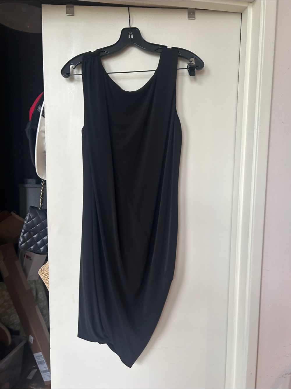 Neiman Marcus Black Asymmetrical Draped Women’s Dress